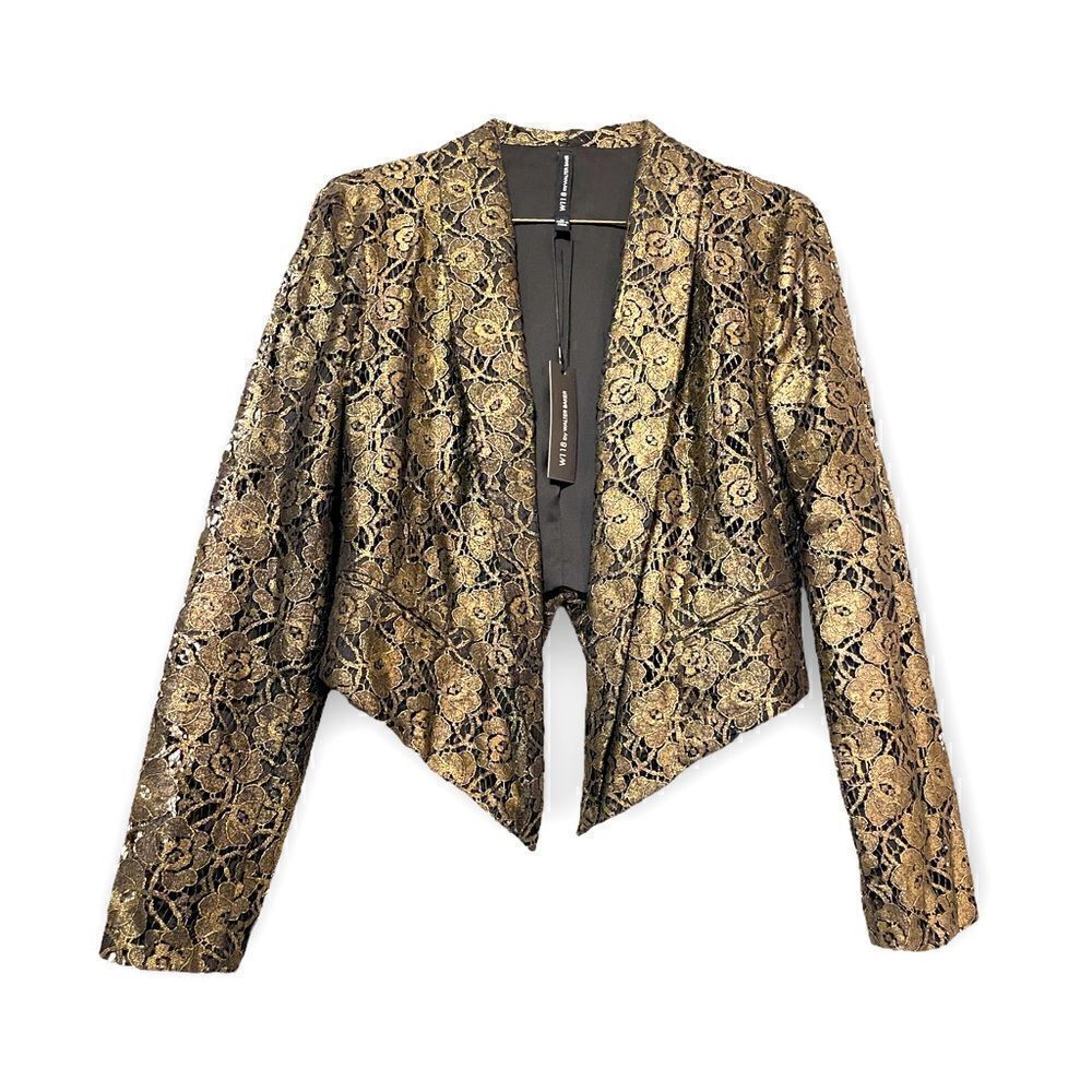 WALTER BAKER Gold Lamè Lace KHLOE JACKET.                     |Size: Medium|